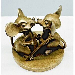 Hudson Pewter Dancing Mouse Mice Figurine Fine Love Couple USA Vintage 1.75 inch